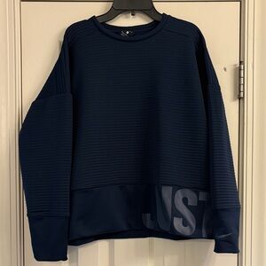 Nike Women's Navy Ribbed Sweatshirt